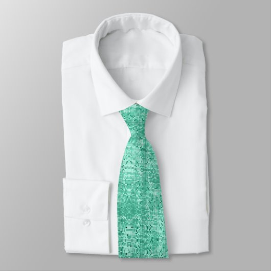Cravate Motif Mint-Green Disco Parties scintillant & Étinc (Attaché)