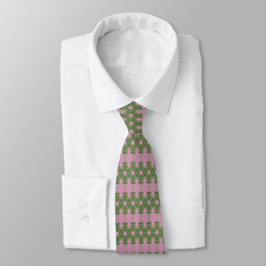 Cravate Motif miroir feuille verte (Attaché)