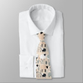 Cravate Motif Mocal Mouton Pastel Beige Couleur Minimale (Attaché)