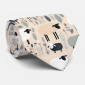 Cravate Motif Mocal Mouton Pastel Beige Couleur Minimale (Roulé)