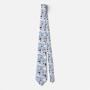 Cravate Motif Mocal Mouton Pastel Couleur Bleue Minimale