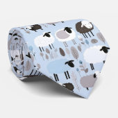 Cravate Motif Mocal Mouton Pastel Couleur Bleue Minimale (Roulé)