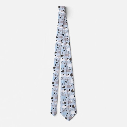 Cravate Motif Mocal Mouton Pastel Couleur Bleue Minimale (Dos)
