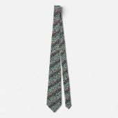 Cravate Motif moderne à rayures vert menthe, gris et noir (Devant)