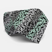 Cravate Motif moderne à rayures vert menthe, gris et noir (Roulé)