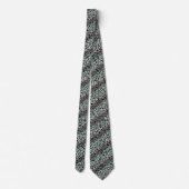 Cravate Motif moderne à rayures vert menthe, gris et noir (Dos)