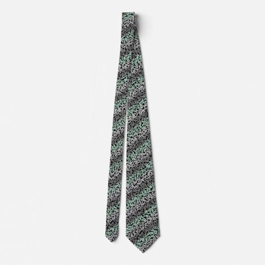 Cravate Motif moderne à rayures vert menthe, gris et noir (Dos)