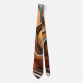 Cravate Motif moderne abstrait orange jaune brun (Devant)