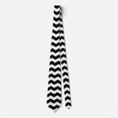 Cravate Motif moderne Chevron noir et blanc (Devant)