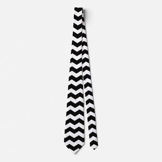 Cravate Motif moderne Chevron noir et blanc (Devant)