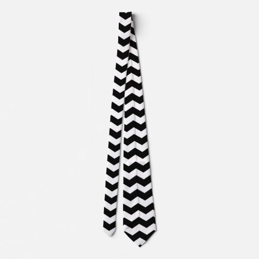 Cravate Motif moderne Chevron noir et blanc (Dos)