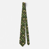 Cravate Motif moderne de feuilles d'automne vert forêt (Devant)