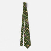 Cravate Motif moderne de feuilles d'automne vert forêt (Dos)