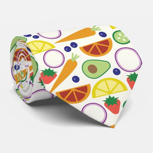 Cravate Motif moderne de fruits et légumes (Roulé)