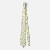 Cravate motif moderne élégant abstrait blanc-olive (Devant)