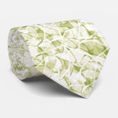 Cravate motif moderne élégant abstrait blanc-olive (Roulé)