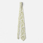Cravate motif moderne élégant abstrait blanc-olive (Dos)