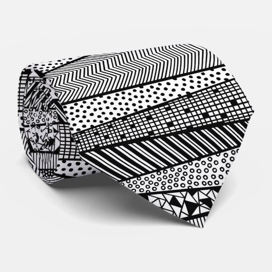 Cravate Motif moderne en noir et blanc, chic (Roulé)
