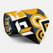 Cravate Motif moderne géométrique noir rétro jaune (Roulé)