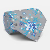 Cravate Motif moderne gris et bleu Holiday Snowflakes (Roulé)