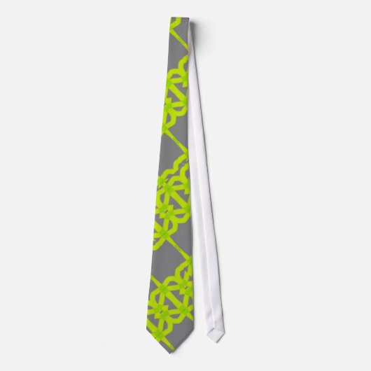 Cravate Motif moderne Lime Green Silver Grey (Devant)