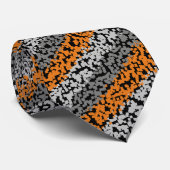 Cravate Motif moderne pixellisé orange gris noir rayures (Roulé)