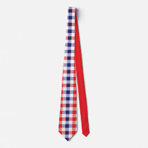 Cravate Motif moderne rouge blanc bleu plaid