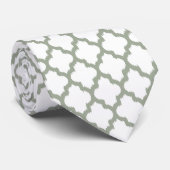 Cravate Motif moderne Sage-green & White Quatrefoil (Roulé)