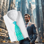 Cravate Motif moderne zigzag - vagues turquoise<br><div class="desc">Cette cravate dispose d'une motif en zigzag moderne dans de beaux tons turquoise. Comme les vagues de l'océan. Art numérique,  cool et exotique. Joli accessoire de costume !</div>