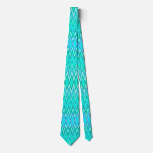 Cravate Motif moderne zigzag - vagues turquoise (Devant)