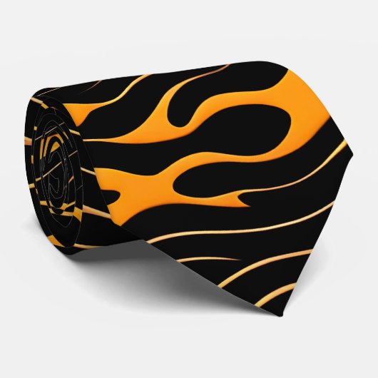 Cravate Motif monochromatique jaune à vagues plates (Roulé)