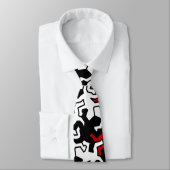 Cravate Motif Mosaic Geckos - rouge noir blanc (Attaché)