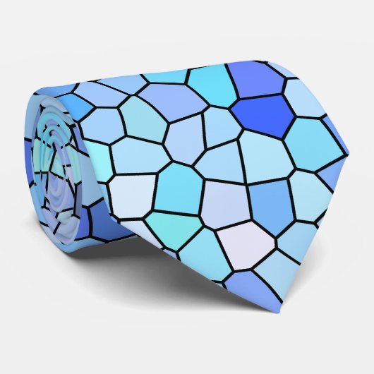 Cravate Motif Mosaïque Bleu (Roulé)