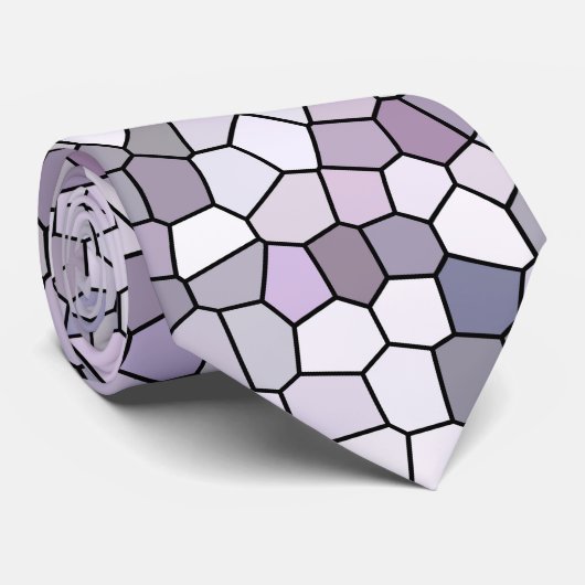 Cravate Motif mosaïque gris violet (Roulé)