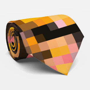 Cravate Motif mosaïque noir jaune orange moderne