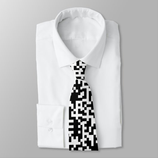Cravate Motif Motif QR noir et blanc (Attaché)
