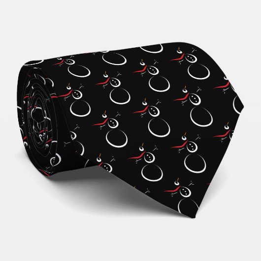 Cravate Motif motoneige d'hiver mignon noir (Roulé)