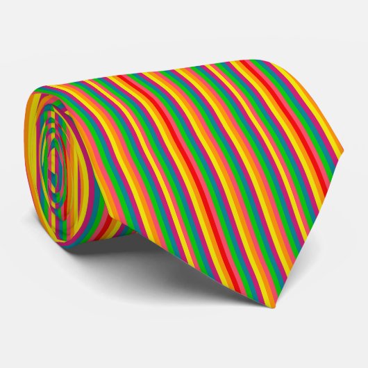 Cravate Motif multi de rayures verticales d'arc-en-ciel de (Roulé)
