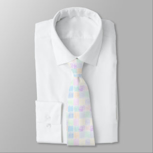 Cravate motif multicolore en bloc pastel