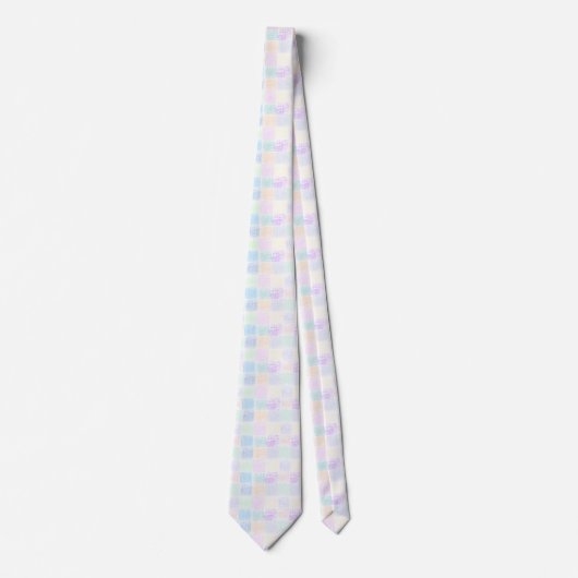 Cravate motif multicolore en bloc pastel (Devant)