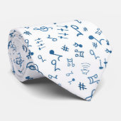 Cravate Motif Musique Bleu Et Blanc (Roulé)