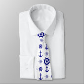 Cravate Motif nautique blanc bleu côtier (Attaché)