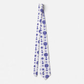 Cravate Motif nautique blanc bleu côtier (Dos)