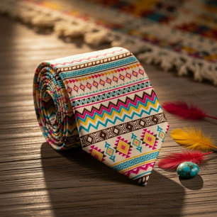 Cravate Motif Navajo Aztèque Tribal Amérindien