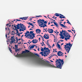 Cravate Motif Navy Blue & Pink Floral Damas (Roulé)