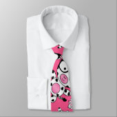 Cravate Motif nerd rose de vache (Attaché)