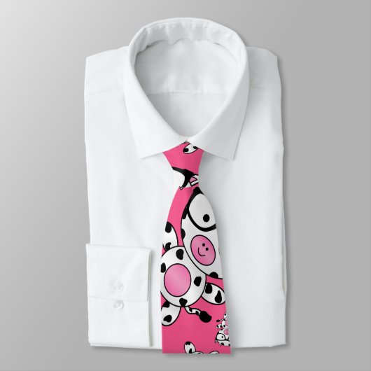 Cravate Motif nerd rose de vache (Attaché)