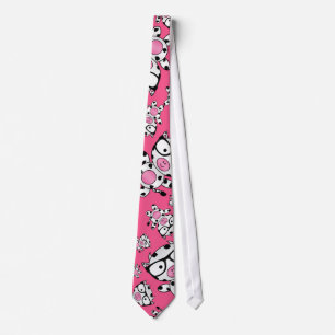 Cravate Motif nerd rose de vache