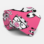 Cravate Motif nerd rose de vache (Roulé)