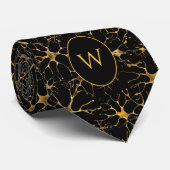 Cravate Motif Neuron d'or sur Arrière - plan noir (Roulé)